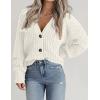 Zeagoo Women’s 2026 Fall Chunky Knit Cardigans Open Front Long Sleeve V Neck Button Loose Cardigan Sweaters(White)