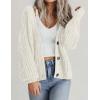 Zeagoo Women’s 2026 Fall Chunky Knit Cardigans Open Front Long Sleeve V Neck Button Loose Cardigan Sweaters(White)