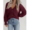 Zeagoo Women’s 2026 Fall Chunky Knit Cardigans Open Front Long Sleeve V Neck Button Loose Cardigan Sweaters(Wine Red)