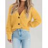 Zeagoo Women’s 2026 Fall Chunky Knit Cardigans Open Front Long Sleeve V Neck Button Loose Cardigan Sweaters(Yellow)