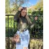 Zeagoo Women’s 2026 Fall Crewneck Cropped Sweater Trendy Long Sleeve Ribbed Knit Pullover Jumper Tops(Army Green)