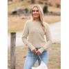 Zeagoo Women’s 2026 Fall Crewneck Cropped Sweater Trendy Long Sleeve Ribbed Knit Pullover Jumper Tops(Beige)