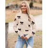 Zeagoo Women’s 2026 Fall Crewneck Cropped Sweater Trendy Long Sleeve Ribbed Knit Pullover Jumper Tops(Bowknot Beige)