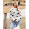 Zeagoo Women’s 2026 Fall Crewneck Cropped Sweater Trendy Long Sleeve Ribbed Knit Pullover Jumper Tops(Bowknot White)