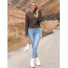 Zeagoo Women’s 2026 Fall Crewneck Cropped Sweater Trendy Long Sleeve Ribbed Knit Pullover Jumper Tops(Brown)
