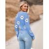 Zeagoo Women’s 2026 Fall Crewneck Cropped Sweater Trendy Long Sleeve Ribbed Knit Pullover Jumper Tops(Floral Blue)