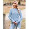 Zeagoo Women’s 2026 Fall Crewneck Cropped Sweater Trendy Long Sleeve Ribbed Knit Pullover Jumper Tops(Light Blue)