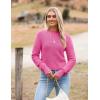 Zeagoo Women’s 2026 Fall Crewneck Cropped Sweater Trendy Long Sleeve Ribbed Knit Pullover Jumper Tops(Pink)