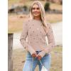 Zeagoo Women’s 2026 Fall Crewneck Cropped Sweater Trendy Long Sleeve Ribbed Knit Pullover Jumper Tops(Polka Dot Khaki)