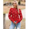 Zeagoo Women’s 2026 Fall Crewneck Cropped Sweater Trendy Long Sleeve Ribbed Knit Pullover Jumper Tops(Red White Heart)