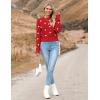 Zeagoo Women’s 2026 Fall Crewneck Cropped Sweater Trendy Long Sleeve Ribbed Knit Pullover Jumper Tops(Red White Heart)