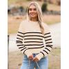 Zeagoo Women’s 2026 Fall Crewneck Cropped Sweater Trendy Long Sleeve Ribbed Knit Pullover Jumper Tops(Z-apricot Black Stripe)