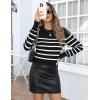 Zeagoo Women’s 2026 Fall Crewneck Cropped Sweater Trendy Long Sleeve Ribbed Knit Pullover Jumper Tops(Z-black White Stripe)
