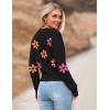 Zeagoo Women’s 2026 Fall Crewneck Cropped Sweater Trendy Long Sleeve Ribbed Knit Pullover Jumper Tops(Z-black-flower)