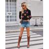 Zeagoo Women’s 2026 Fall Crewneck Cropped Sweater Trendy Long Sleeve Ribbed Knit Pullover Jumper Tops(Z-black-flower)