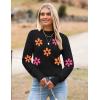 Zeagoo Women’s 2026 Fall Crewneck Cropped Sweater Trendy Long Sleeve Ribbed Knit Pullover Jumper Tops(Z-black-flower)