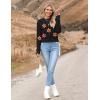 Zeagoo Women’s 2026 Fall Crewneck Cropped Sweater Trendy Long Sleeve Ribbed Knit Pullover Jumper Tops(Z-black-flower)