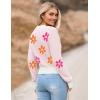 Zeagoo Women’s 2026 Fall Crewneck Cropped Sweater Trendy Long Sleeve Ribbed Knit Pullover Jumper Tops(Z-white-flower)