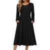Zeagoo Long Sleeve Dresses for Women 2026 Fall Winter Casual Flowy A-Line Boho Midi Party Long Dress with Pockets(Black)