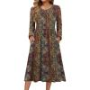 Zeagoo Long Sleeve Dresses for Women 2026 Fall Winter Casual Flowy A-Line Boho Midi Party Long Dress with Pockets(Ethnic Style)