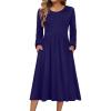 Zeagoo Long Sleeve Dresses for Women 2026 Fall Winter Casual Flowy A-Line Boho Midi Party Long Dress with Pockets(Navy 2)