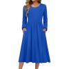 Zeagoo Long Sleeve Dresses for Women 2026 Fall Winter Casual Flowy A-Line Boho Midi Party Long Dress with Pockets(Navy)