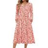 Zeagoo Long Sleeve Dresses for Women 2026 Fall Winter Casual Flowy A-Line Boho Midi Party Long Dress with Pockets(Pink Floral)