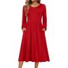 Zeagoo Long Sleeve Dresses for Women 2026 Fall Winter Casual Flowy A-Line Boho Midi Party Long Dress with Pockets(Red)