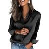 Zeagoo Satin Blouses for Women Silk Button Down Shirts Long Sleeve Business Casual Tops(Black)