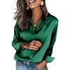Zeagoo Satin Blouses for Women Silk Button Down Shirts Long Sleeve Business Casual Tops(Evergreen)