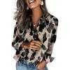 Zeagoo Satin Blouses for Women Silk Button Down Shirts Long Sleeve Business Casual Tops(Leopard)