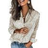Zeagoo Satin Blouses for Women Silk Button Down Shirts Long Sleeve Business Casual Tops(Metro Flow)