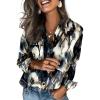 Zeagoo Satin Blouses for Women Silk Button Down Shirts Long Sleeve Business Casual Tops(Tie Dye)