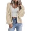 Zeagoo Women’s 2026 Fall Chunky Knit Cardigans Open Front Long Sleeve V Neck Button Loose Cardigan Sweaters(Apricot)