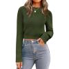 Zeagoo Women’s 2026 Fall Crewneck Cropped Sweater Trendy Long Sleeve Ribbed Knit Pullover Jumper Tops(Army Green)