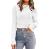 Zeagoo Women’s 2026 Fall Crewneck Cropped Sweater Trendy Long Sleeve Ribbed Knit Pullover Jumper Tops(A-white)