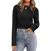 Zeagoo Women’s 2026 Fall Crewneck Cropped Sweater Trendy Long Sleeve Ribbed Knit Pullover Jumper Tops(Black)