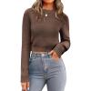 Zeagoo Women’s 2026 Fall Crewneck Cropped Sweater Trendy Long Sleeve Ribbed Knit Pullover Jumper Tops(Brown)