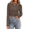 Zeagoo Women’s 2026 Fall Crewneck Cropped Sweater Trendy Long Sleeve Ribbed Knit Pullover Jumper Tops(Coffee)