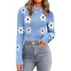 Zeagoo Women’s 2026 Fall Crewneck Cropped Sweater Trendy Long Sleeve Ribbed Knit Pullover Jumper Tops(Floral Blue)