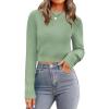 Zeagoo Women’s 2026 Fall Crewneck Cropped Sweater Trendy Long Sleeve Ribbed Knit Pullover Jumper Tops(Green)