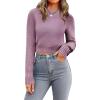 Zeagoo Women’s 2026 Fall Crewneck Cropped Sweater Trendy Long Sleeve Ribbed Knit Pullover Jumper Tops(Purple)
