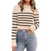 Zeagoo Women’s 2026 Fall Crewneck Cropped Sweater Trendy Long Sleeve Ribbed Knit Pullover Jumper Tops(Z-apricot Black Stripe)