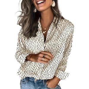 Zeagoo Satin Blouses for Women Silk Button Down Shirts Long Sleeve Business Casual Tops(Metro Flow)