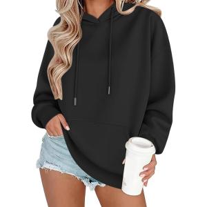 Zeagoo Womens Oversized Hoodies 2025 Fleece Sweatshirts Long Sleeve Pullover with Pocket Fall Winter Outfits Clothes(01-black)