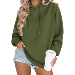 Zeagoo Womens Oversized Hoodies 2025 Fleece Sweatshirts Long Sleeve Pullover with Pocket Fall Winter Outfits Clothes(Army Green)