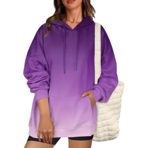 Zeagoo Womens Oversized Hoodies 2025 Fleece Sweatshirts Long Sleeve Pullover with Pocket Fall Winter Outfits Clothes(Blue Gradient 2)