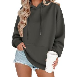 Zeagoo Womens Oversized Hoodies 2025 Fleece Sweatshirts Long Sleeve Pullover with Pocket Fall Winter Outfits Clothes(Dark Grey)