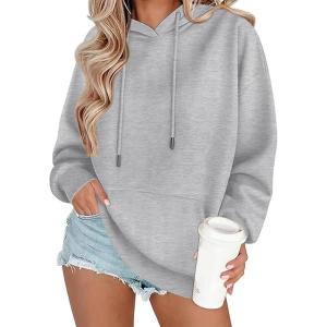 Zeagoo Womens Oversized Hoodies 2025 Fleece Sweatshirts Long Sleeve Pullover with Pocket Fall Winter Outfits Clothes(Light Grey)