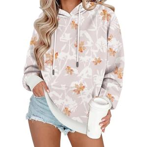 Zeagoo Womens Oversized Hoodies 2025 Fleece Sweatshirts Long Sleeve Pullover with Pocket Fall Winter Outfits Clothes(Maple Leaf Print)